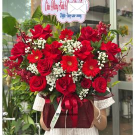 Picture of Giỏ hoa chúc mừng tone đỏ - HG1071