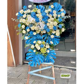 Picture of Kệ hoa chúc ưng tone xanh dương mix lan hồ điệp - KH607