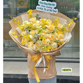 Picture of Bó hoa chúc mừng hoa hồng victor vàng  mix lan vũ nữ - HB1172
