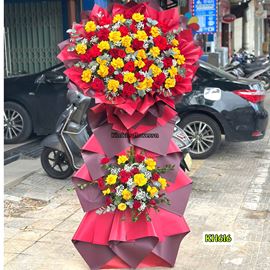 Picture of Kệ hoa chúc mừng tone đỏ vàng - KH616