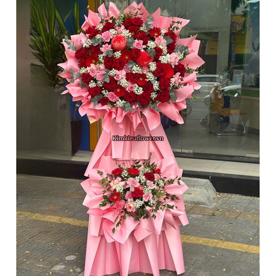 Picture of Kệ hoa chúc mừng tone đỏ hồng - KH624