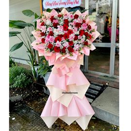 Picture of Kệ hoa chúc mừng tone hồng - KH628