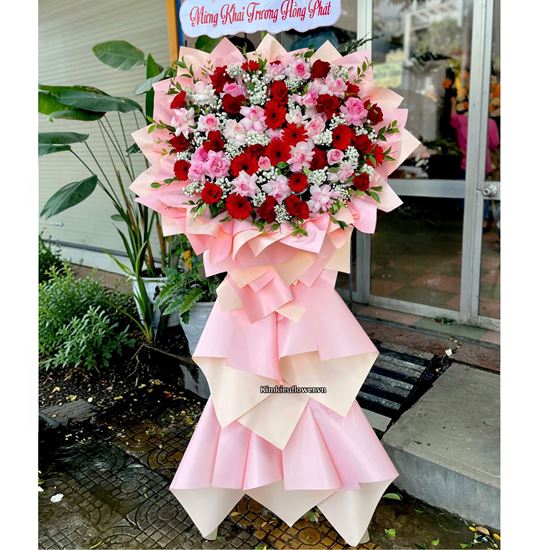 Picture of Kệ hoa chúc mừng tone hồng - KH628