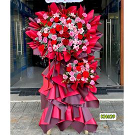 Picture of Kệ hoa chúc mừng tone đỏ hồng - KH629