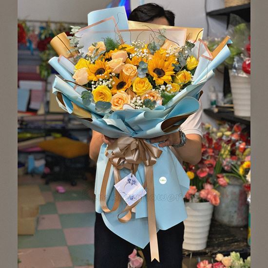 Bó hướng dương, hoa hồng  - HB266