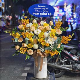 Bình hoa địa lan, hoa hồng vàng - BI157