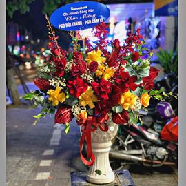 Bình hoa hồng cam, hồng đỏ - BI158