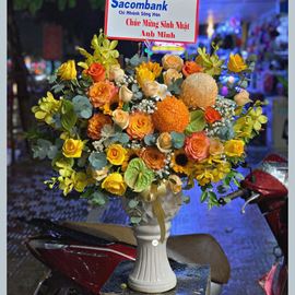 Bình hoa cam spirit, lan vàng - BI161