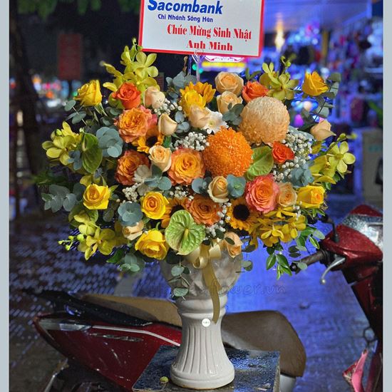 Bình hoa cam spirit, lan vàng - BI161