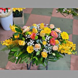 Đĩa hoa hồng vàng, lan vàng - ĐH01