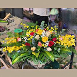 Đĩa hoa hồng, lan vàng - ĐH04