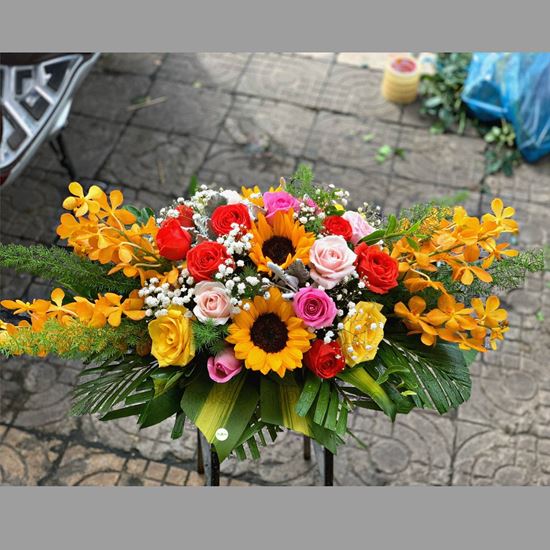 Đĩa hoa hướng dương, lan vàng - ĐH08