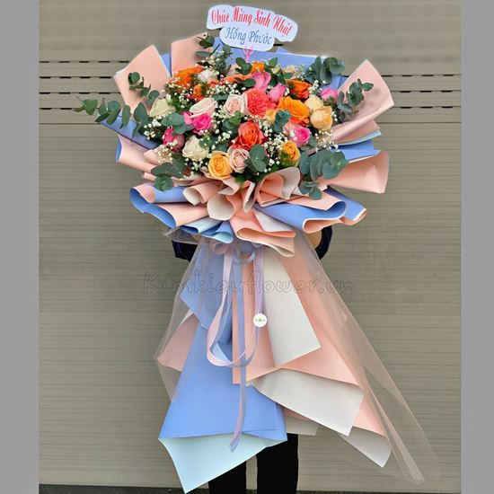 Bó hoa hồng cam spirit, hoa hồng pastel- HB285