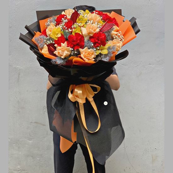 Bó hoa hồng mỡ gà, hồng đỏ - HB290