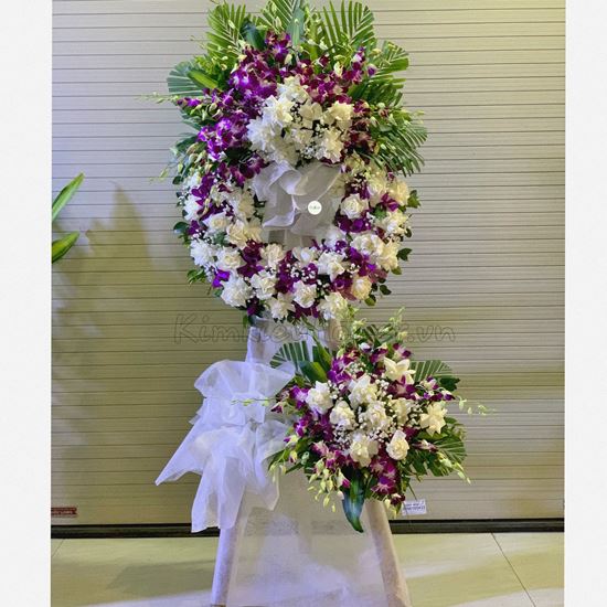 Kệ viếng hồng trắng, lan tím - KV104