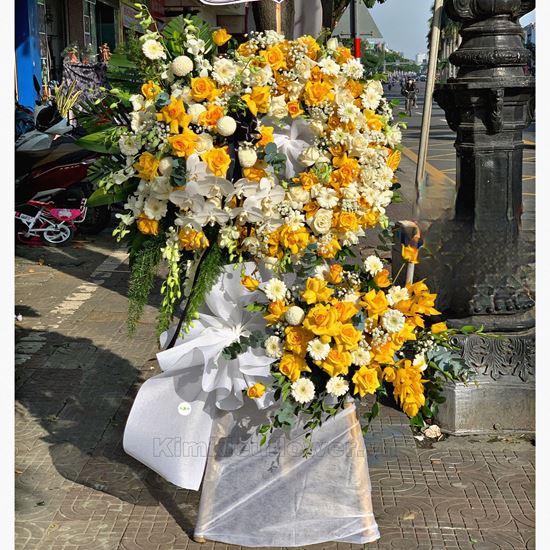 Vòng hoa viếng hoa hồng, lan hồ điệp - KV113