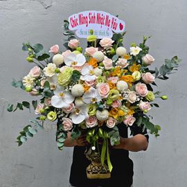 Bình hoa hồng, cát tường xanh - BI172