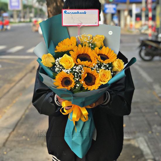 Bó hoa hướng dương, hồng vàng - HB306