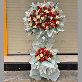 Kệ hoa chúc mừng hồng đỏ, mỡ gà - KH103