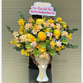 Bình hoa cúc mẫu đơn, hoa hồng - BI178