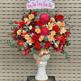 bình hoa cúc mẫu đơn, hoa hồng - BI179