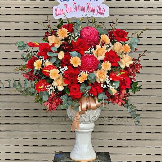 bình hoa cúc mẫu đơn, hoa hồng - BI179