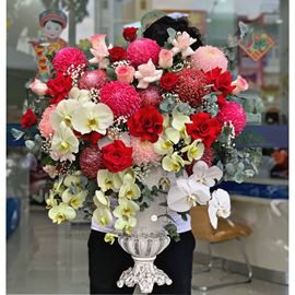 Bình hoa cúc mẫu đơn, lan hồ điệp - BI181