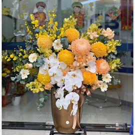 Bình hoa cúc mẫu đơn, lan vũ nữ - BI182