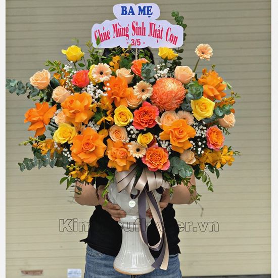 Bình hoa hồng cam, hoa hồng - BI183