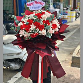 Bó hoa hồng kem, đỏ - HB313