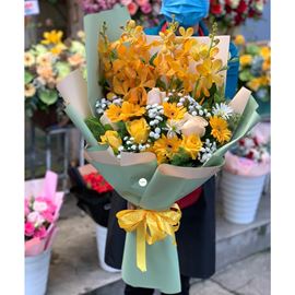 Bó Hoa lan vàng, hoa hồng - BH01
