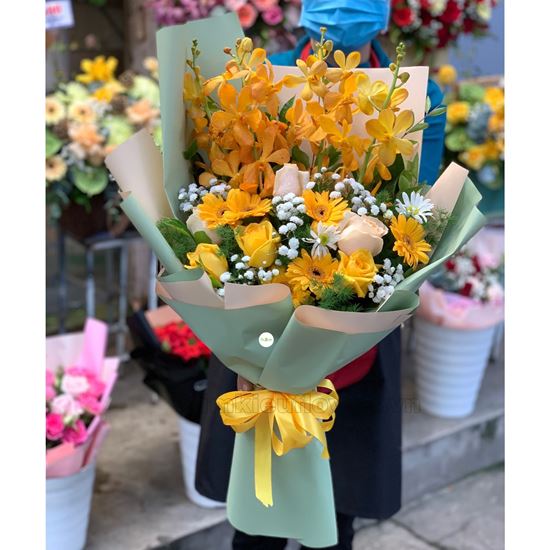 Bó Hoa lan vàng, hoa hồng - BH01