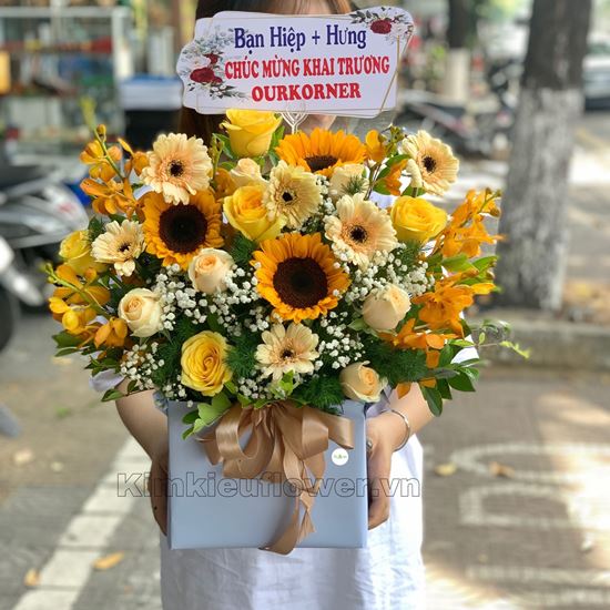 Hoa giỏ hướng dương, mỡ gà -HG46