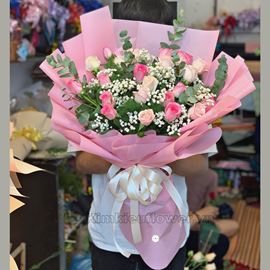 Bó hoa hồng kem dâu - HB321 