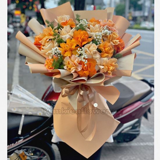 Bó hoa hồng cam quốc vương -  HB322