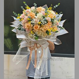 Bó hoa lan vũ nữ , hoa hồng - HB323