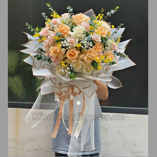 Bó hoa lan vũ nữ , hoa hồng - HB323