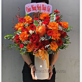 Bình hoa hồng cam quốc vương, hồng đỏ - BI187