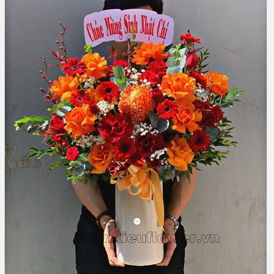 Bình hoa hồng cam quốc vương, hồng đỏ - BI187