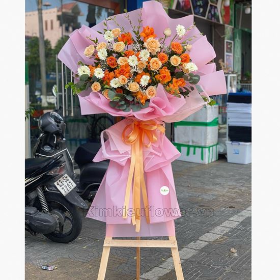 Kệ hoa hồng cam, đồng tiền - KH130