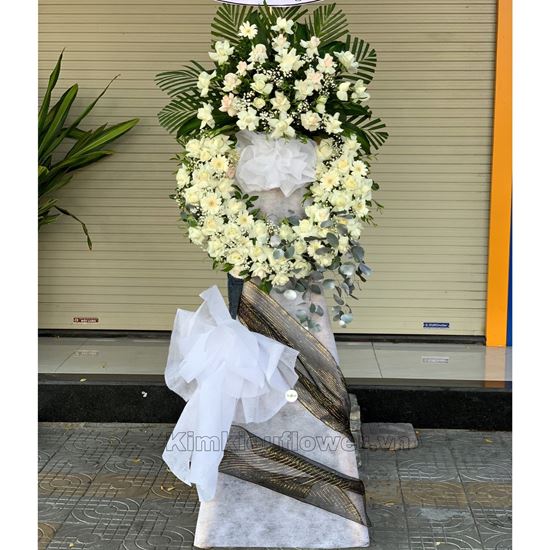 Vòng hoa viếng hồng trắng, đồng tiền - KV121