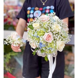 Bó hoa cẩm tú cầu, hoa hồng-HC10
