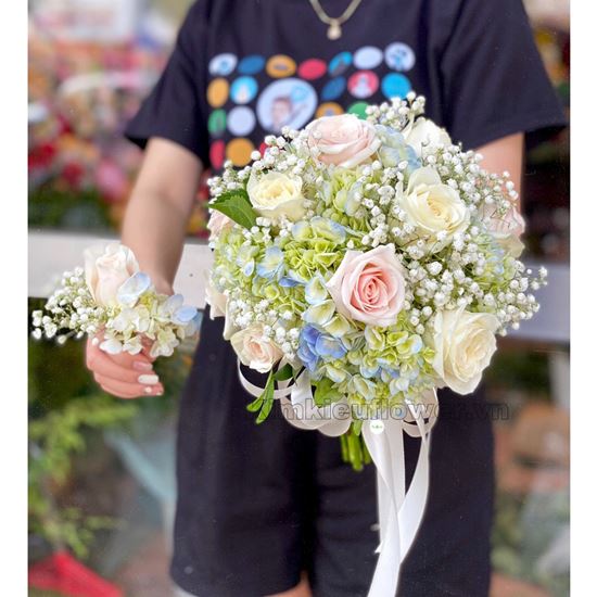 Bó hoa cẩm tú cầu, hoa hồng-HC10