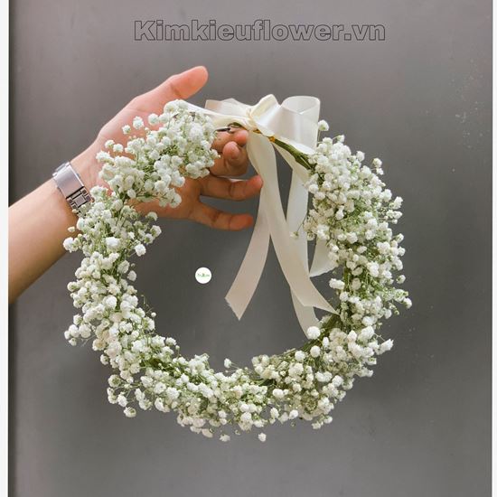 Vòng hoa đội đầu cô dâu baby trắng - HC54