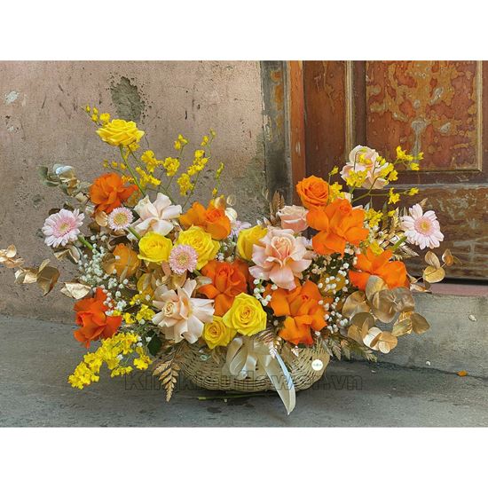 giỏ hoa hồng, lan vũ nữ -HG354