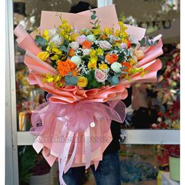 Bó hoa hồng, lan vũ nữ - HB344