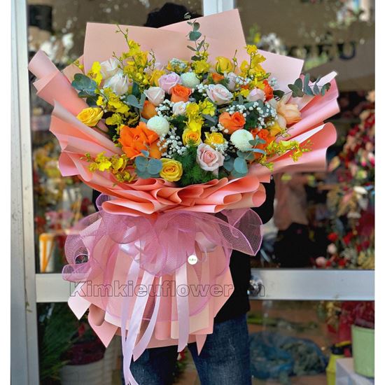 Bó hoa hồng, lan vũ nữ - HB344