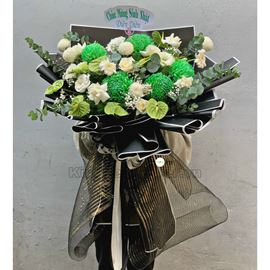 Bó hoa hồng cúc mẫu đơn xanh , hoa hồng - HB351