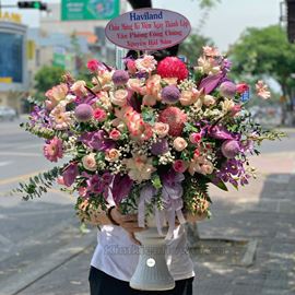 Bình hoa hồng, cúc mẫu đơn hồng - BI194