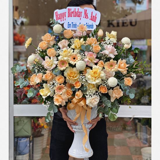 Bình hoa hồng , cúc pingpong - BI202